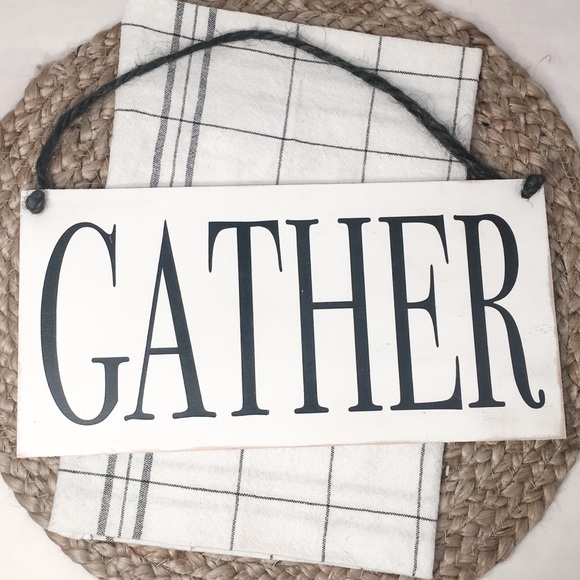 🛒2/$30!🛒  GATHER HANDCRAFTED PAINTED WOOD SIGN - Picture 4 of 5